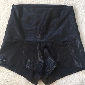 Black stretchy exercise shorts